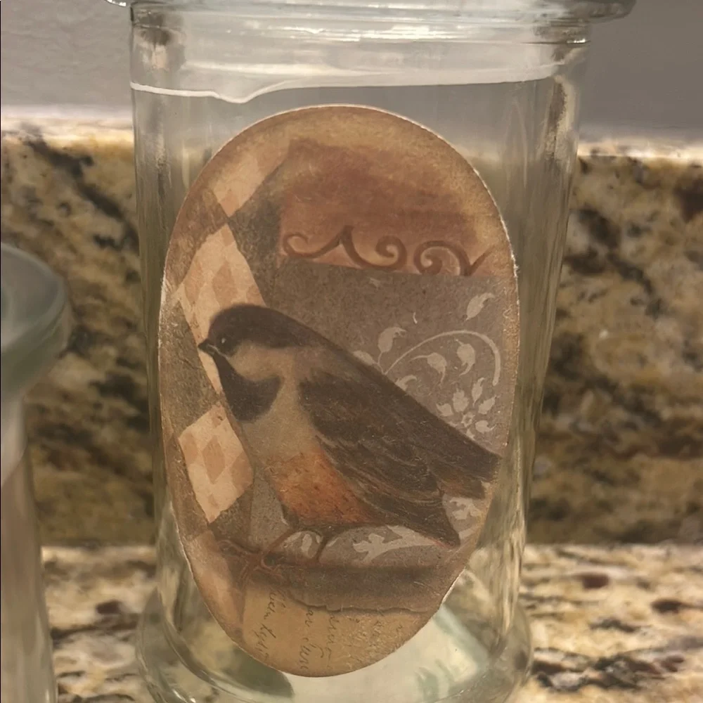 Glass Jars with Bird Design
